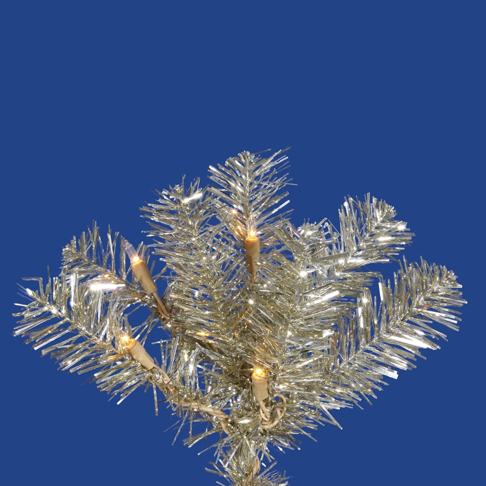 Vickerman 2' Champagne Pencil Artificial Christmas Tree, Warm White Dura-lit LED Lights.