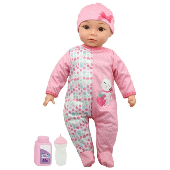 Little Darlings: 19" Cuddle Baby - Pink Kitty - Talking Baby Doll Set w/ Accessories, Makes 6 Different Baby Sounds