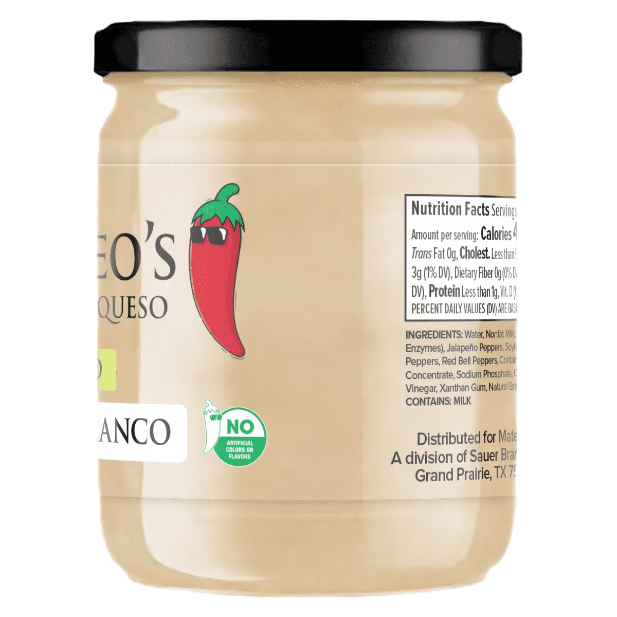 (3 pack) Mateo's Gourmet Queso Blanco Cheese Dip, Mild Heat, 15oz Glass Jar, Farmer's Market Fresh