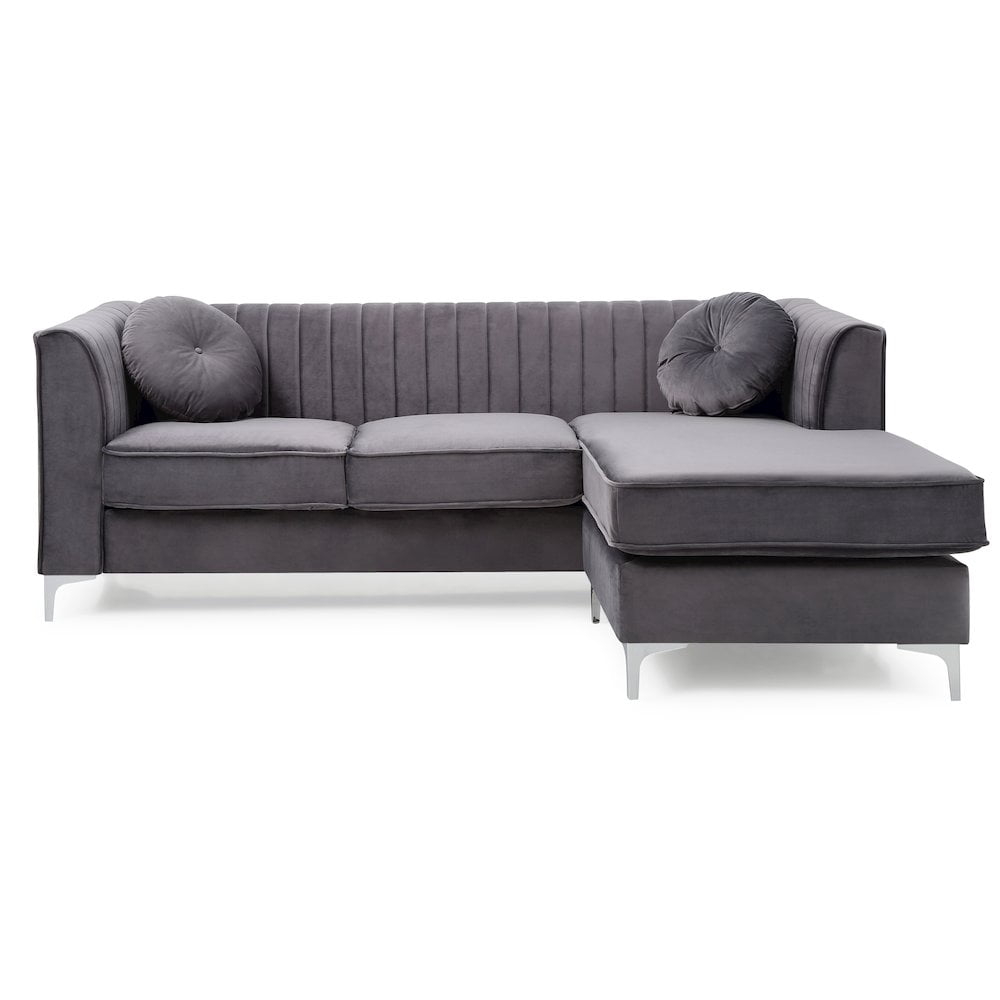 Glory Furniture Delray Sofa Chaise in Gray Color