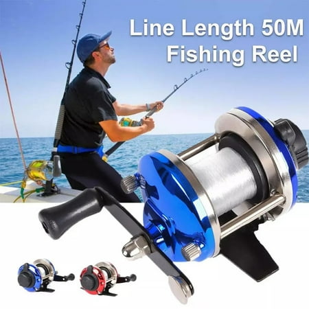 Outdoor Fishing 50m/164.04ft Line Wire Baitcasting Reel Mini Metal Bait Casting Boat Fishing Wheel Roller Smooth Handle High Braking Strength Perfect for Ultralight/Ice Fishing