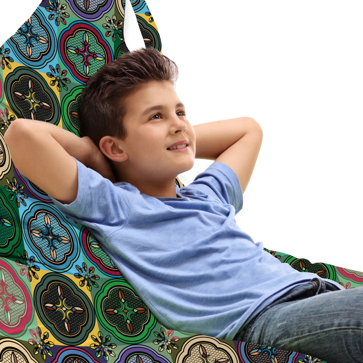 Colorful Lounger Chair Bag, Pattern of Abstract Shapes Inspired by