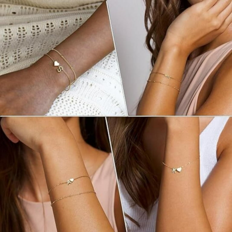 SUSHANG Love Letter Bracelet Gold Plated Heart 26 Letter Bracelet