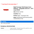 thumbnail image 2 of Right Passenger Side Bumper Cover Reflector - Compatible with 2013 - 2019 ES350 2014 2015 2016 2017 2018, 2 of 2