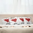 thumbnail image 3 of Ambesonne I Love You Throw Pillow Cover 4 Pack, Love Bouquet Heart, 20", Red White, 3 of 6