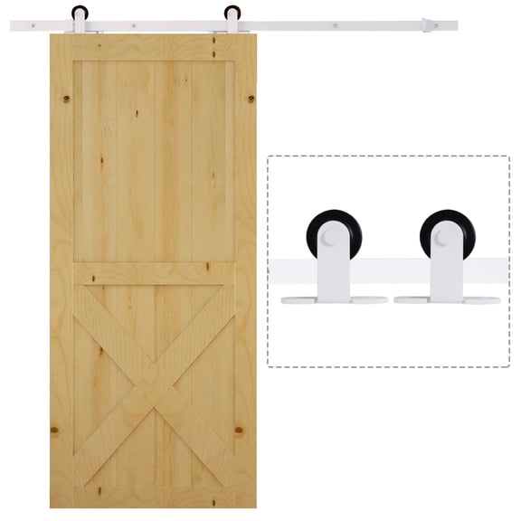 HomCom 6' Rustic Interior Sliding Barn Door Mounting Hardware Kit - White
