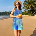 thumbnail image 3 of Yiaed Peacock Print Women's Sleeveless Dress, Loose Fit Summer Dress, Casual Sleeveless Dress for Women, 3 of 7