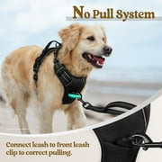 rabbitgoo Dog Harness, No-Pull Pet Harness with 2 Leash Clips, Adjustable Soft Padded Dog Vest, Reflective Outdoor Pet Oxford Vest with Easy Control Handle for Large Dogs, Black