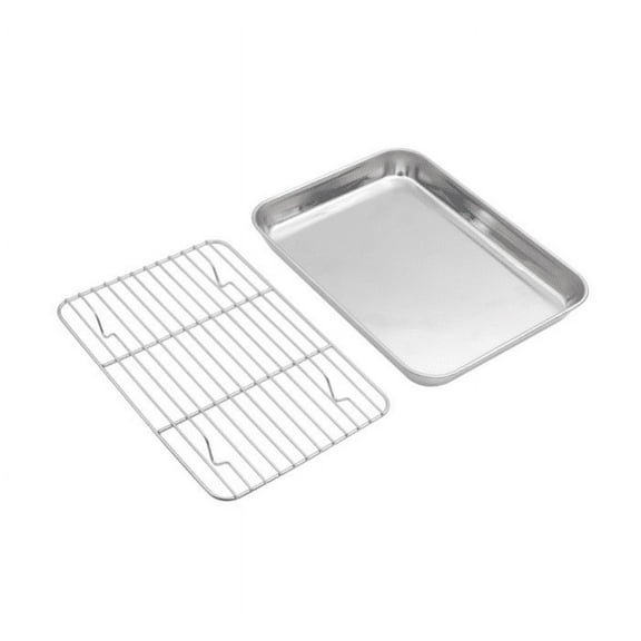Baking Sheet with Rack Set (1 Sheet   1 Rack), Cookie Sheets for Baking Use, Stainless Steel Baking Pans with Cooling Racks, Non-toxic, Easy Clean, For Christmas,Thanksgiving (Small, 9-Inch)