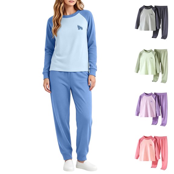 Asxite Toddler Fall Outfits Spliced Crewneck Top Jogger Pants Casual Loose Breathable 2 Piece Set 3Y