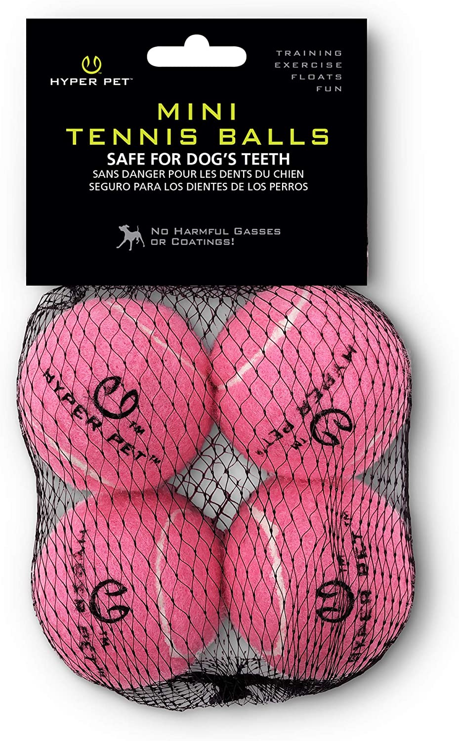 Hyper Pet Mini Replacement Tennis Balls Safe on Dog's Teeth, Pink - Pack of 4