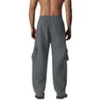 thumbnail image 4 of KeShDi Cargo Sweatpants Clearance $10 Brown Cargo Pants Men Men's Solid Color Drawstring Elastic Waistband Multi Pocket Workwear Pants Dark Gray XL, 4 of 6