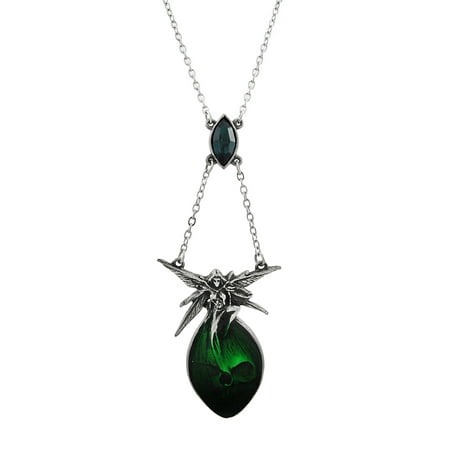 Crystal Egg Pendant - Absinthe Fairy and Skull Necklace