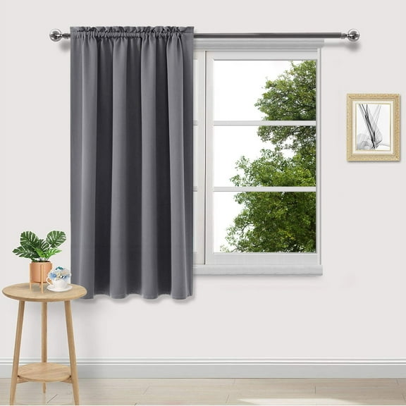 HCBY Solid Modern Blackout Thermal Window Curtains with Rod Pocket - Nylon Spandex Fabric for Bedroom, Living Room or Kitchen (Single Panel, 63"x37", Gray)​