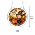 thumbnail image 3 of 7 Inch Fall Halloween Acrylic Suncatcher Window Hanging Decor, Gnome Owl Crow Scarecrow Pumpkin Stained Glass Style Wall Ornament, Fall Season Decoration, Housewarming Gift For Neighbor Women, 3 of 9
