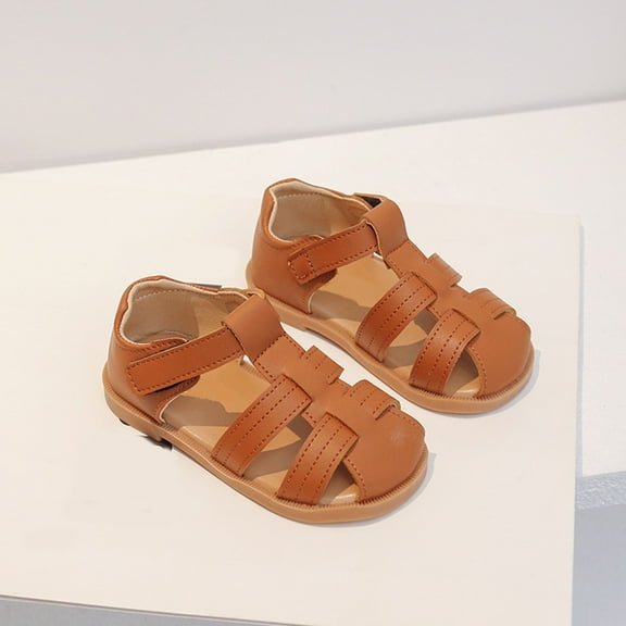 MEZZALL Child Girls Sandals Toddler Kids Soft Comfortable Beach Shoes With Hook And Loop Closure Sole Casual Outdoor Play Walking Summer Footwear Baby Daily Fashion Versatile Solid Color Footwear