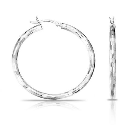 Tilo Jewlery .925 Sterling Silver Unique Style 1.6 inch Hoop Earring for Women & Unisex