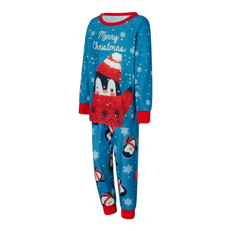Christmas Family Matching Pajamas Set Letters Print Long Sleeve T