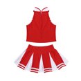 thumbnail image 4 of Aislor Girls Cheerleading Uniform Stage Suit Sleeveless Crop Top with Pleated Skirt Set Costume Red&White 6, 4 of 7