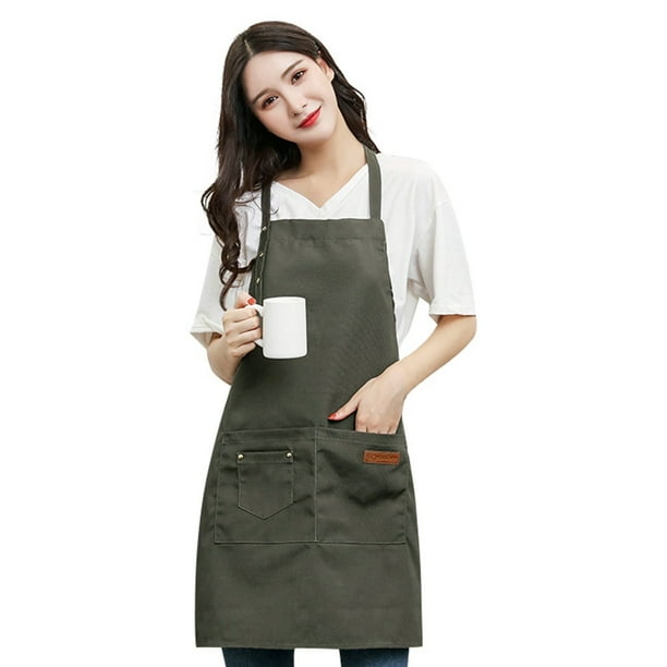 Delantal De Lona Con Bolsillos Para Carniceros, Artesanos, Reposteros, Chefs, Cocina, Barbacoa, Liso