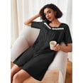 thumbnail image 3 of EKOUAER Women Zipper Robe Short Sleeves House Coat Zipper Front Bathrobe Sleepwear with Pockets Housecoat Nightgown, 3 of 6