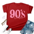 thumbnail image 4 of Wangmeiwg Oversized 90s Vibe Women T-Shirt Inspiring Graphic Tee for Casual with Country Music Disco Party Style and Retro Top Red S, 4 of 4