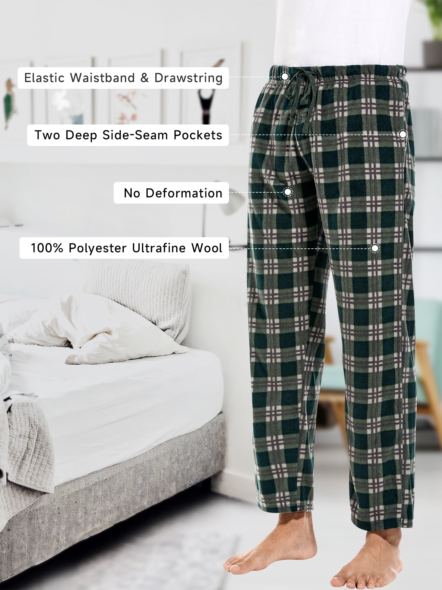 DG Hill Mens Pajama Pants, Fleece Lounge Pants Sleepwear DG Hill Mens Pajama Pants, Fleece Lounge Pants Sleepwear