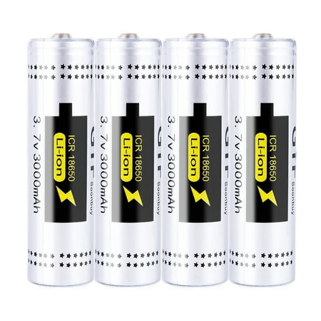 Soonbuy 3.7V 3000mAh 18650 Pre-charged Li-ion Rechargeable Battery For Flashlight Torch Grey