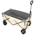 thumbnail image 4 of DUOSONG Folding Wagon, Heavy Duty Utility Beach Wagon Cart For Sand With Big Wheels, Adjustable Handle&Drink Holders For Shopping, Camping,Garden And Outdoor Antique White+Gray Steel Garden & Outdoor, 4 of 11
