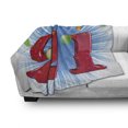 thumbnail image 3 of 21st Birthday Soft Flannel Fleece Throw Blanket, Blue and White Colored Abstract Backdrop with the Party Balloons, Cozy Plush for Indoor and Outdoor Use, 50" x 60", Pale Green and Red, by Ambesonne, 3 of 6
