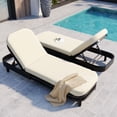 thumbnail image 3 of Harper & Bright Designs Poolside Lounge Chairs Set of 2, Outdoor Patio Chaise Lounge Chair, 2 Pieces Aluminum Recliner with Premium Olefin Cushions and 5-Level Reclining for Pool Balcony, Beige, 3 of 11