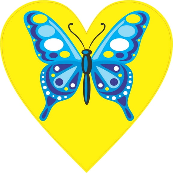 4in x 4in Blue Butterfly Heart Bumper Sticker Vinyl Cup Decal Stickers