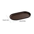thumbnail image 3 of Faux Wood Grain Serving Tray Dark Brown 9.45in Oval Dessert Tray for Coffee Shop Cake Fruit Snacks Home Kindergarten Use, 3 of 6