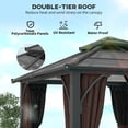 thumbnail image 3 of CoSoTower Pavillon à Toit Rigide 10 Pieds x 10 Pieds avec Toit Double en Polycarbonate de 7 mm, Pavillon Extérieur avec Moustiquaire et Rideaux, Café, 3 of 7