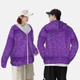 thumbnail image 6 of Kll Glitter Purple Print Men'S Women’s Upf 50+ Sun Protection Outdoor Hoodie Jacket Long Sleeve Fishing Hiking Performance Shirt- Large, 6 of 8
