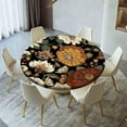 thumbnail image 2 of Boho Round Tablecloth - Fitted Elastic Table Cover for Indoor Outdoor Use, Fits 44 in Round Table, 2 of 6