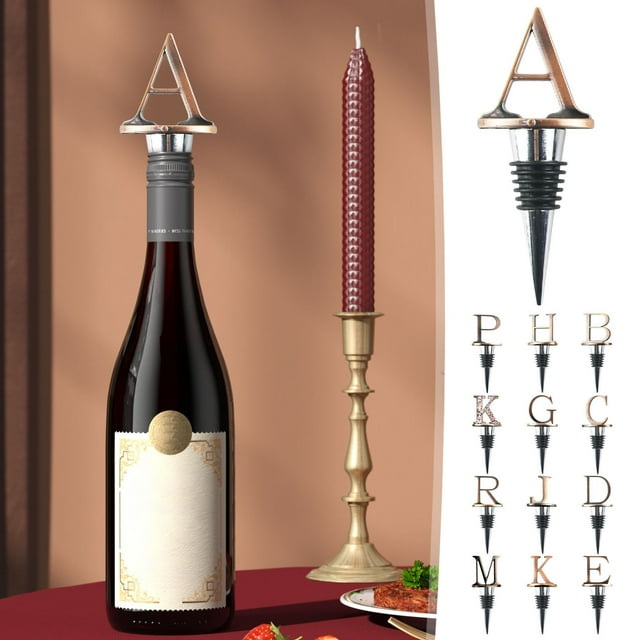 Xihbxyly Tapón de Vino con Letras Del Alfabeto, Diseño Personalizado, Aleación de Grado Alimenticio, Elegante Sello para Botellas, Accesorio para Catas de Vino, Idea de Regalo Personalizada, 10 Cm de