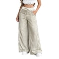 thumbnail image 6 of Abomasnow Womens Parachute Pants Y2K Side Striped Wide Leg Sweatpants Elastic Drawstring Waist Jogger Pants with Pockets, 6 of 6