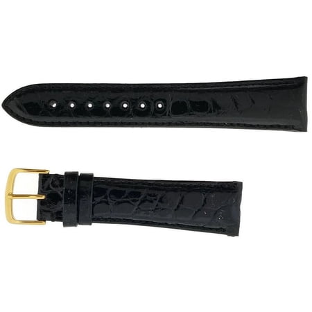 Hadley Roma 762402741287 Men's Black Crocodile 22mm Watch Band