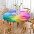thumbnail image 3 of Rainbow Tie Dye Swirl Pattern Round Fitted Tablecloth with Elastic Edge,Dining Table Cover Waterproof,Outdoor Round Tablecloth for Camping,Dining,Indoor and Outdoor, 3 of 7