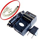 Angle View: iTEKIRO AC Wall DC Car Battery Charger Kit for Fujifilm FinePix F470 Zoom + iTEKIRO 10_in_1 USB Charging Cable