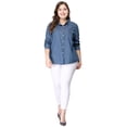 thumbnail image 4 of GRACE & GRANDEUR Women's Plus Size Long Sleeve Chest Pocket Chambray Shirt, 4 of 6