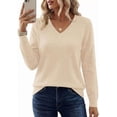 thumbnail image 4 of PRETTYGARDEN Women's V Neck Sweaters Fall Casual Long Sleeve Classic Pullover Cozy Knit Tops Loose Basic Winter Clothing, 4 of 8