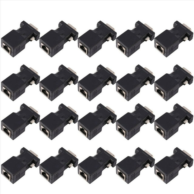 20X Rallonge VGA Mâle vers LAN CAT5 CAT6 RJ45 Câble Réseau Adaptateur, 20 x VGA Mâle vers RJ45 Câble Réseau Adaptateur, Noir