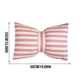 thumbnail image 2 of Striped Bow Lumbar Throw Pillow 20x13 Soft Velvet Decorative Cushion for Couch Bed Sofa, Water Resistant, Gray Yellow White, 2 of 7
