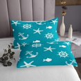 thumbnail image 3 of YST Nautical Quilt Set Queen Ocean Theme Bedspread Set For Teens Starfish Anchor Rudder Fish Coverlet Set Cartoon Light Blue Bed Set, 3 of 5
