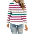 thumbnail image 3 of DDAPJ pyju Lightweight Hoodies for Women Striped Hooded Sweatshirt Drawstring Pullover Tops Fashion Casual Hoody with Kangaroo Pocket, 3 of 6