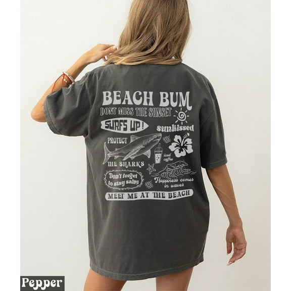 Beach Bum Tee Preppy Shirt Wearing Coconut girl Tee Shark Lover gift Woman's clothing Ocean Surf Shirt