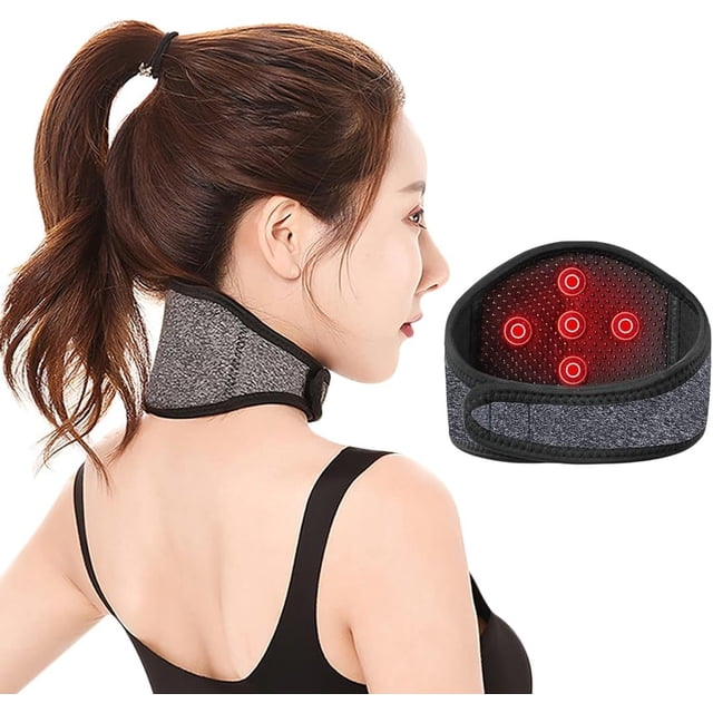 Heated Neck Support Brace Neck Heating Pad Wrap for Pain Relief Magnetic Therapy Neck Strap Adjustable Neck Support Neck Warmer Neck Protector for Neck Arthritis Migraine Headaches Neck Relax Unisex