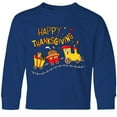 thumbnail image 3 of Inktastic Happy Thanksgiving Turkey Train with Food Long Sleeve Youth T-Shirt, 3 of 5